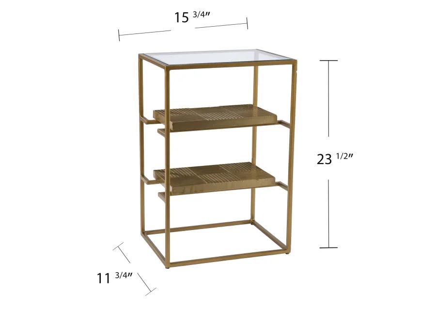 Penketh Glass-Top End Table w/ Storage