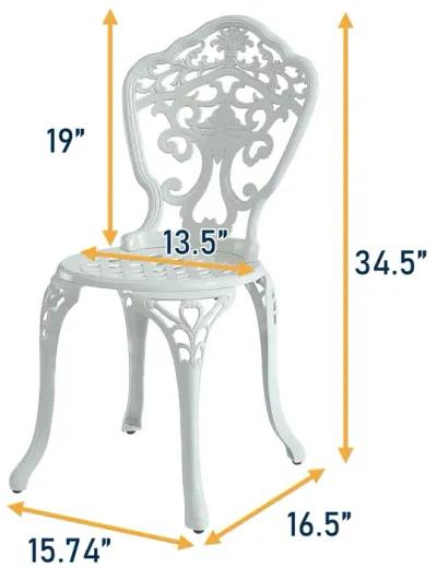 MONDAWE  2-Piece Cast Aluminum Outdoor Dining Chair Patio Bistro Armless Chair White