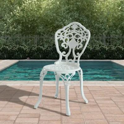 MONDAWE  2-Piece Cast Aluminum Outdoor Dining Chair Patio Bistro Armless Chair White