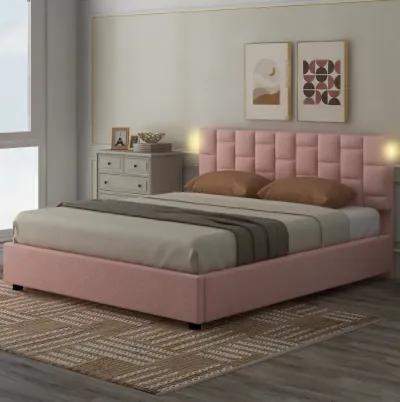 Merax Height-Adjustable Upholstered Headboard  Platform Bed