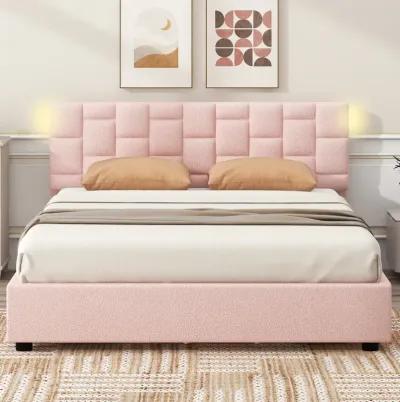 Merax Height-Adjustable Upholstered Headboard  Platform Bed