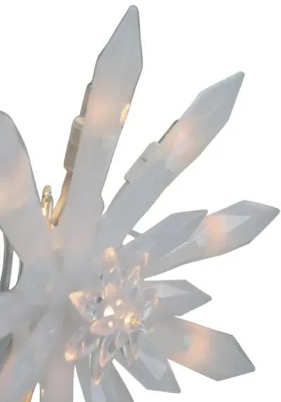 9-Inch Lighted White Snowflake Christmas Tree Topper - Clear Lights