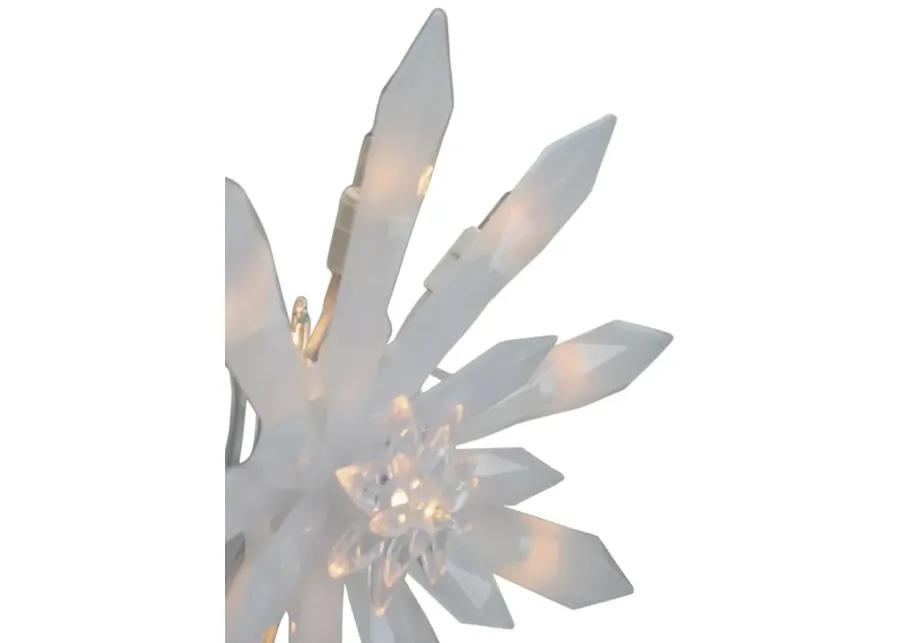 9-Inch Lighted White Snowflake Christmas Tree Topper - Clear Lights