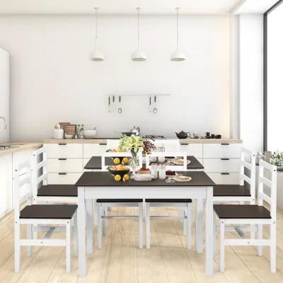 5 Pieces Solid Wood Compact Kitchen Dining Set-Walnut