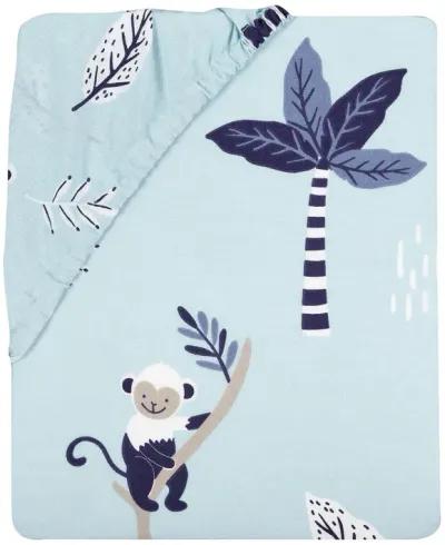 Lambs & Ivy Jungle Party 100% Cotton Monkey/Palm Tree Fitted Crib Sheet