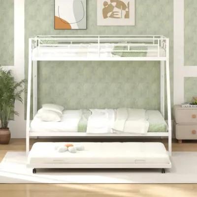 Hivvago Twin Over Full Bunk Bed Frame with Trundle for Guest Room