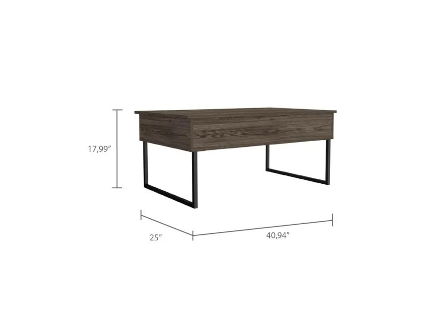 Nora Lift Top Coffee Table, Two Legs - Dark Walnut