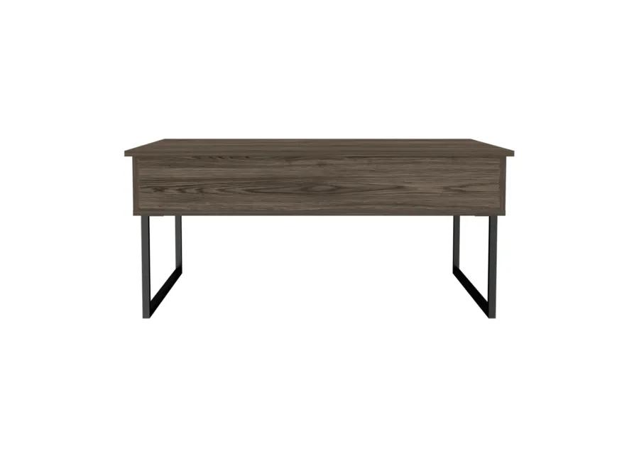 Nora Lift Top Coffee Table, Two Legs - Dark Walnut