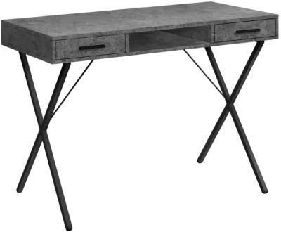 Monarch Specialties I 7795 Computer Desk, Home Office, Laptop, Left, Right Set-up, Storage Drawers, 42"L, Work, Metal, Laminate, Grey, Black, Contemporary, Modern