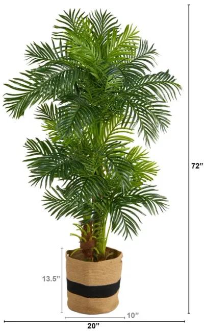 HomPlanti 6 Feet Hawaii Artificial Palm Tree in Handmade Natural Cotton Planter