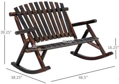 Garden Relaxer: Carbonized High-Back Wooden Rocking Chair