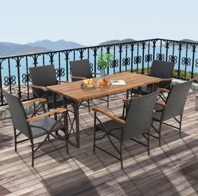 Patio Wicker Dining Chairs with Soft Zippered Cushion