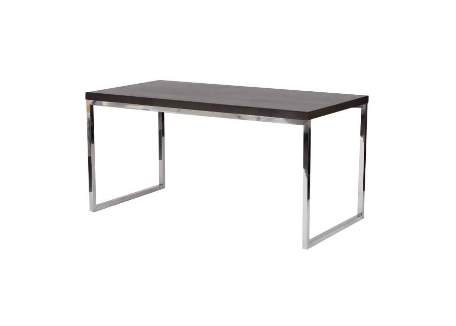 Rami 59 Inch Office Desk, Rectangular Top, Espresso Brown Wood, Steel - Benzara