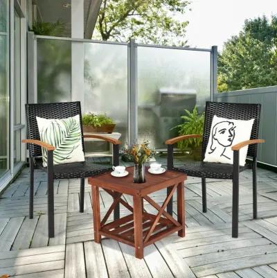 Set of 4 Outdoor Patio PE Rattan Dining Chairs with Powder-coated Steel Frame