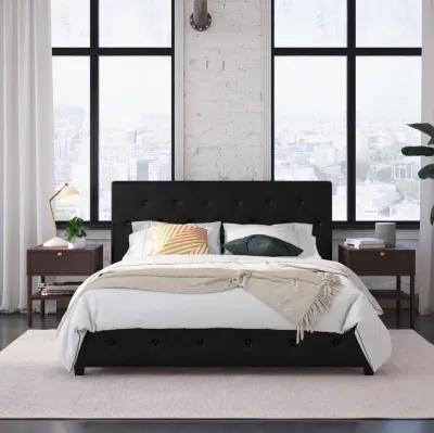 Atwater Living Dana Upholstered Bed, Full, Black Faux Leather