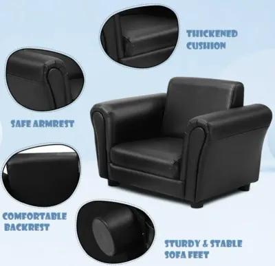 Hivvago Black Kids Single Armrest Couch Sofa with Ottoman