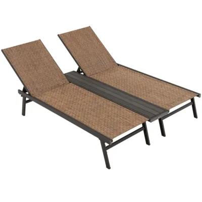 Hivvago 2-Person Patio Chaise Lounge with Middle Panel