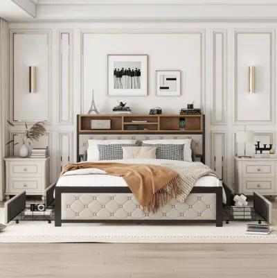 Merax Metal Frame Platform Bed With 4 Drawers