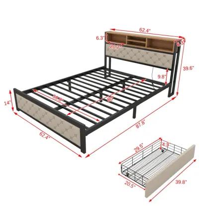 Merax Metal Frame Platform Bed With 4 Drawers