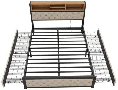 Merax Metal Frame Platform Bed With 4 Drawers