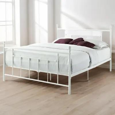 QuikFurn Full White Metal Platform Bed Frame with Headboard and Footboard