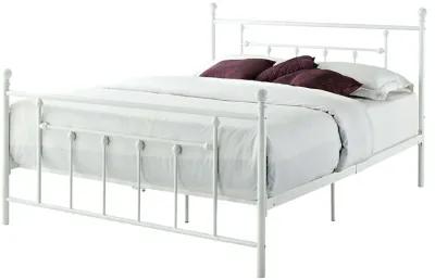 QuikFurn Full White Metal Platform Bed Frame with Headboard and Footboard