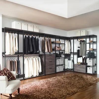 FC Design Klair Living Farmhouse Industrial Wood Walk-in Closet with One Shelf in Rustic Gray