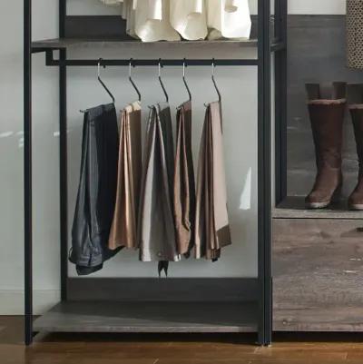 FC Design Klair Living Farmhouse Industrial Wood Walk-in Closet with One Shelf in Rustic Gray