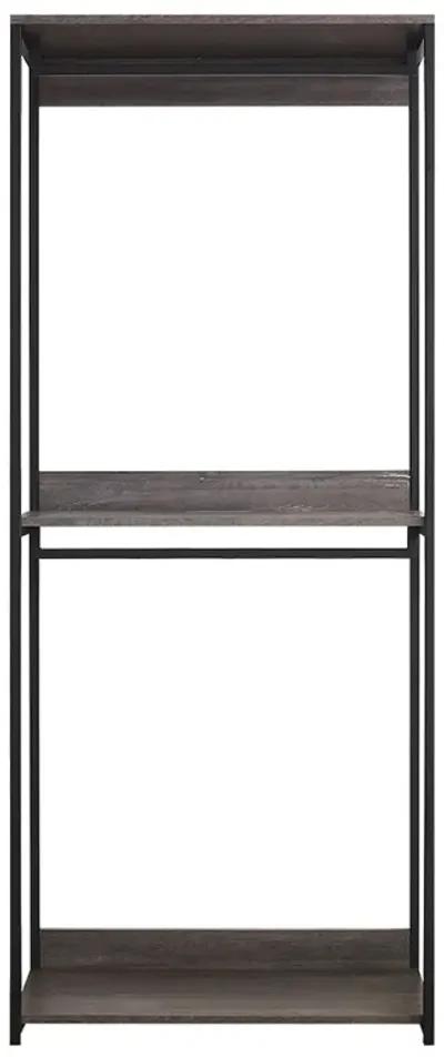 FC Design Klair Living Farmhouse Industrial Wood Walk-in Closet with One Shelf in Rustic Gray