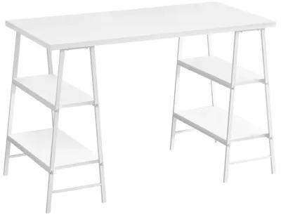 Monarch Specialties I 7521 Computer Desk, Home Office, Laptop, Storage Shelves, 48"L, Work, Metal, Laminate, White, Contemporary, Modern