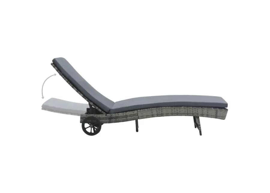 vidaXL Outdoor Sunlounger with Wheels and Cushion, Poly Rattan Furniture, Adjustable Backrest, Anthracite - Ideal for Garden, Patio, Balcony