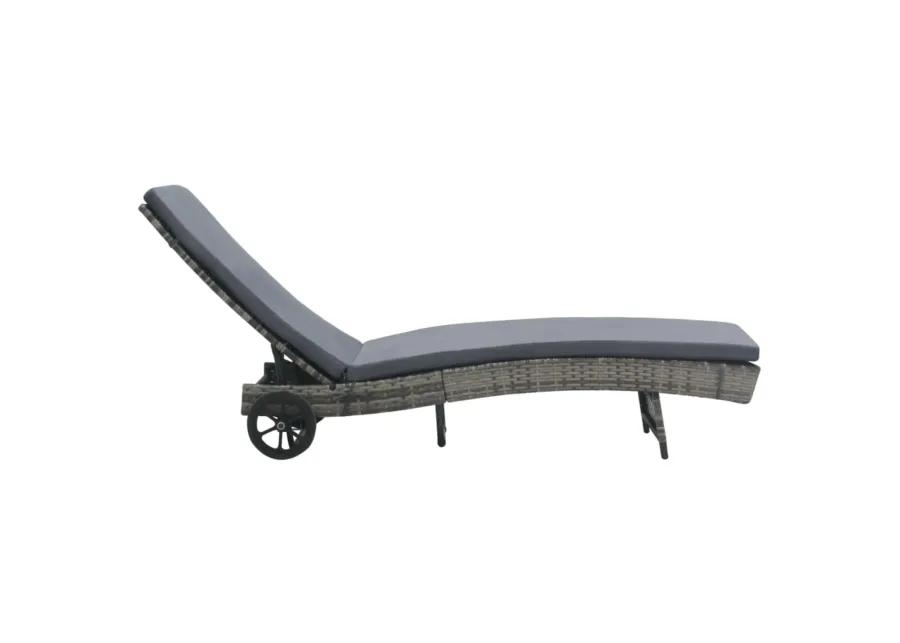 vidaXL Outdoor Sunlounger with Wheels and Cushion, Poly Rattan Furniture, Adjustable Backrest, Anthracite - Ideal for Garden, Patio, Balcony