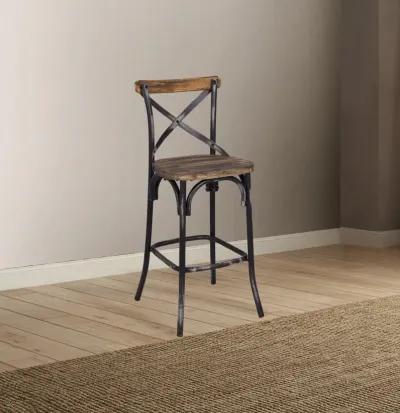 ACME Zaire Bar Chair, Antique Black & Antique Oak