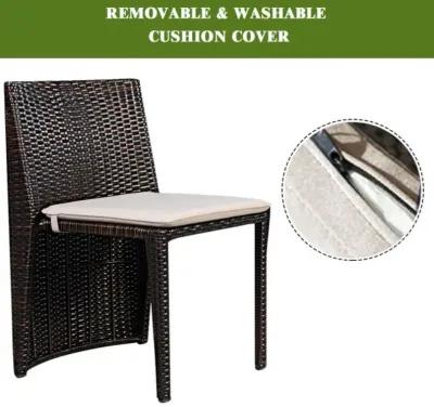 Hivvago 3 Pieces Cushioned Wicker Patio Bistro Set with No Assembly Needed