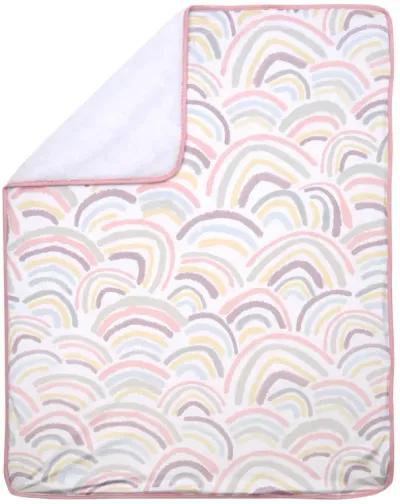 Lambs & Ivy Signature Rainbow Minky/Faux Shearling Soft Fleece Baby Blanket