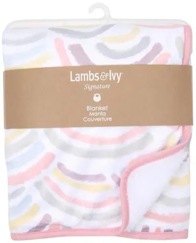 Lambs & Ivy Signature Rainbow Minky/Faux Shearling Soft Fleece Baby Blanket