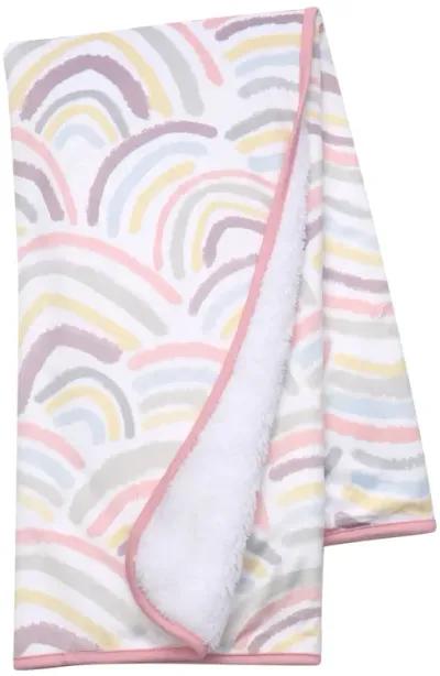 Lambs & Ivy Signature Rainbow Minky/Faux Shearling Soft Fleece Baby Blanket