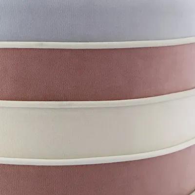 Homezia 18" Shades of Pink and Gray Velvet Striped Round Ottoman