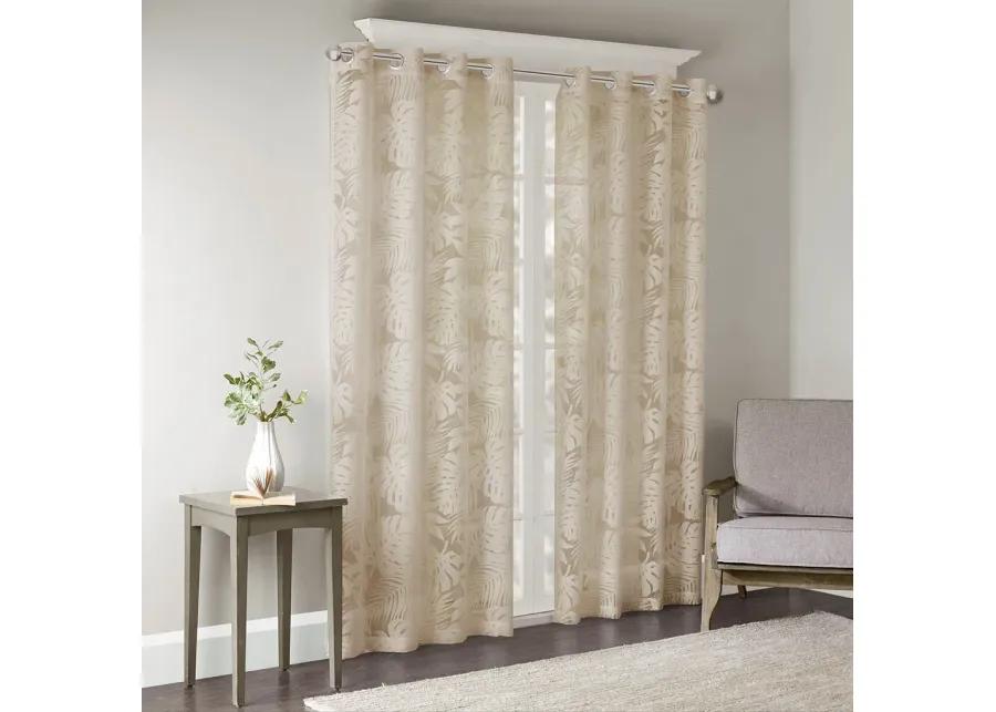 Gracie Mills Zephyr Costal Lightweight Burnout Sheer Window Curtain