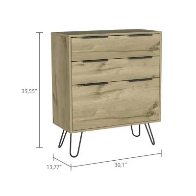 Augusta Dresser, Hairpin Legs, Three Drawers, Superior Top - Light Oak