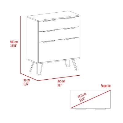 Augusta Dresser, Hairpin Legs, Three Drawers, Superior Top - Light Oak