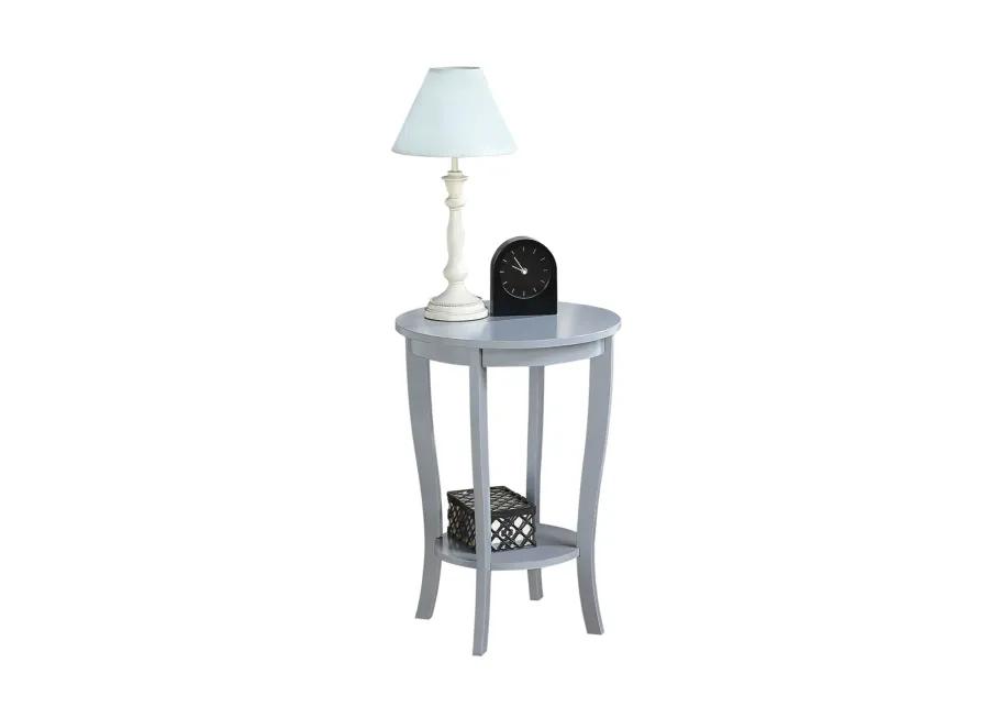 Convenience Concepts American Heritage Round End Table with Shelf, Gray