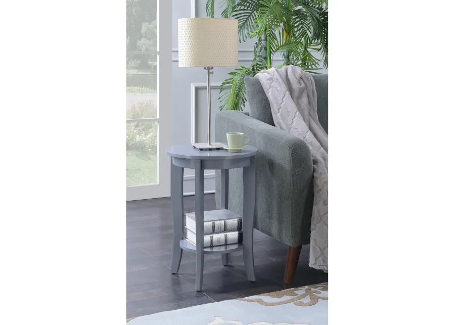 Convenience Concepts American Heritage Round End Table with Shelf, Gray