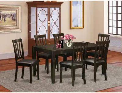 East West Furniture 7  PC  Dining  room  set-Dining  Table  with  Leaf  and  6  Dining  Chairs