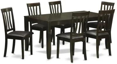 East West Furniture 7  PC  Dining  room  set-Dining  Table  with  Leaf  and  6  Dining  Chairs