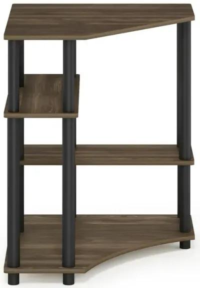 Furinno Turn-N-Tube Space Saving Corner Desk with Shelves, Columbia Walnut/Black