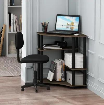 Furinno Turn-N-Tube Space Saving Corner Desk with Shelves, Columbia Walnut/Black