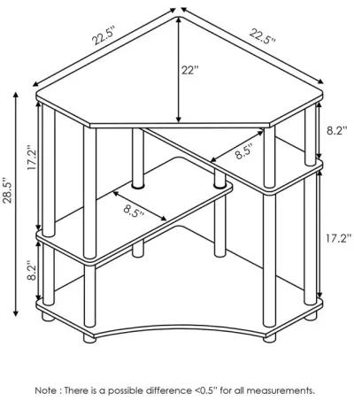 Furinno Turn-N-Tube Space Saving Corner Desk with Shelves, Columbia Walnut/Black