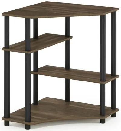 Furinno Turn-N-Tube Space Saving Corner Desk with Shelves, Columbia Walnut/Black