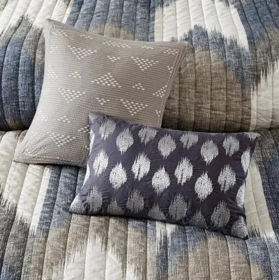 Gracie Mills Heise 3-Piece Ikat Chevron Cotton Quilt Set